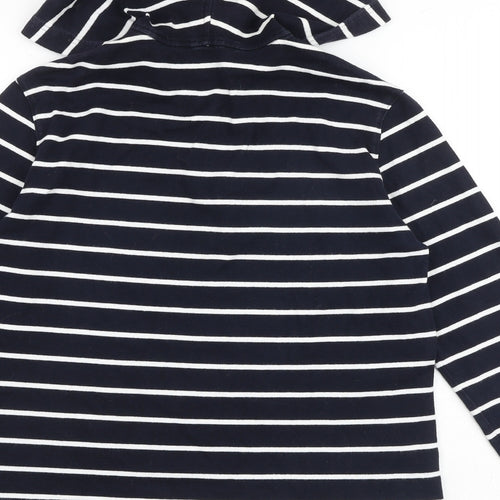 Marks and Spencer Womens Blue Striped 100% Cotton Pullover Hoodie Size 10 Pullover