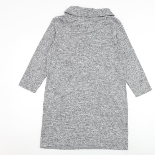 M&Co Womens Grey Polyester Jumper Dress Size 12 Collared Pullover