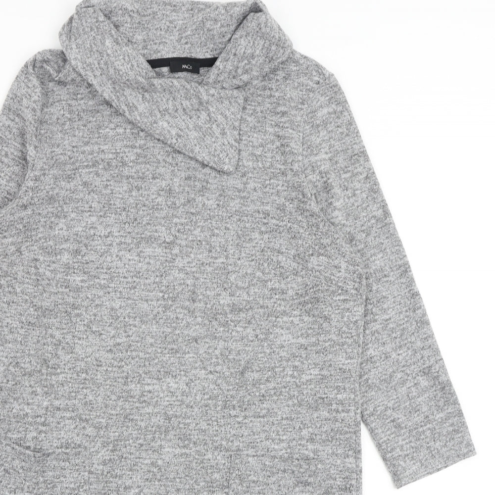 M&Co Womens Grey Polyester Jumper Dress Size 12 Collared Pullover