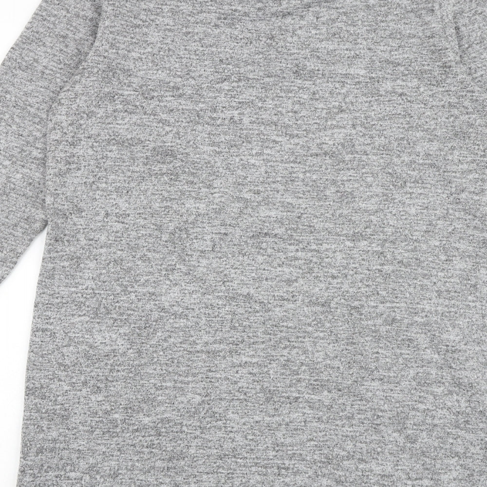 M&Co Womens Grey Polyester Jumper Dress Size 12 Collared Pullover
