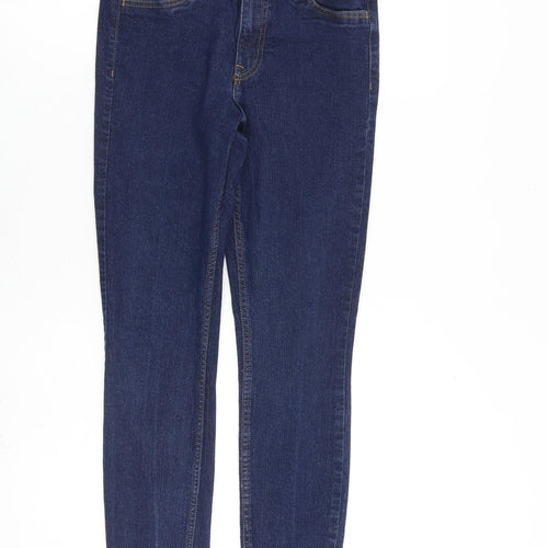 H&M Womens Blue Cotton Skinny Jeans Size 10 L28 in Regular Zip