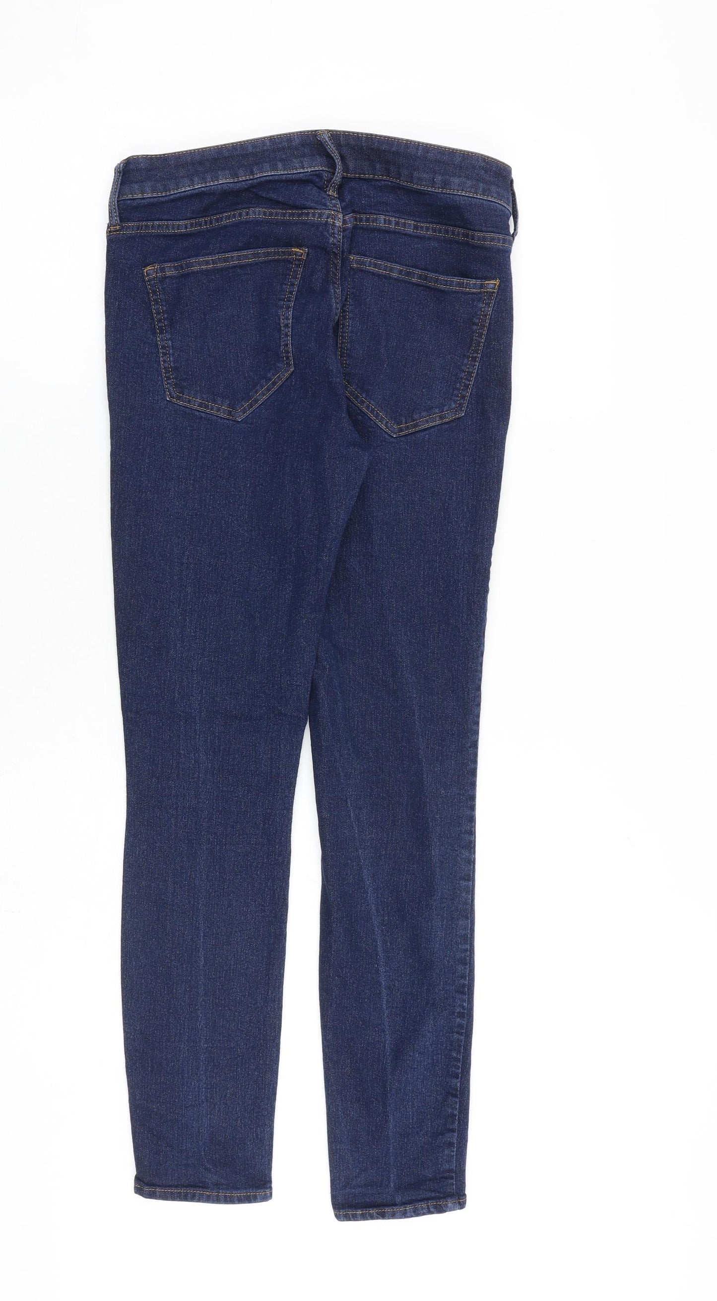 H&M Womens Blue Cotton Skinny Jeans Size 10 L28 in Regular Zip