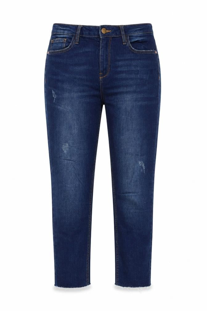 Denim & Co. Womens Blue Cotton Straight Jeans Size 12 L24 in Regular Zip