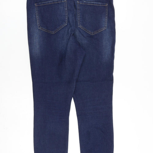 Denim & Co. Womens Blue Cotton Straight Jeans Size 12 L24 in Regular Zip