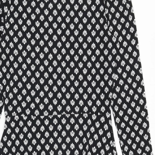 Marks and Spencer Womens Black Floral Viscose A-Line Size 8 Round Neck Pullover