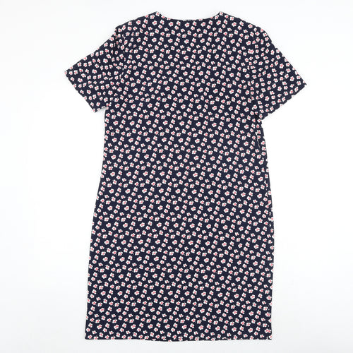 Marks and Spencer Womens Blue Floral Polyester A-Line Size 18 V-Neck Pullover