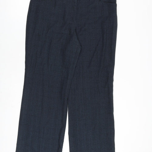 NEXT Womens Blue Plaid Polyester Dress Pants Trousers Size 16 L31 in Regular Zip
