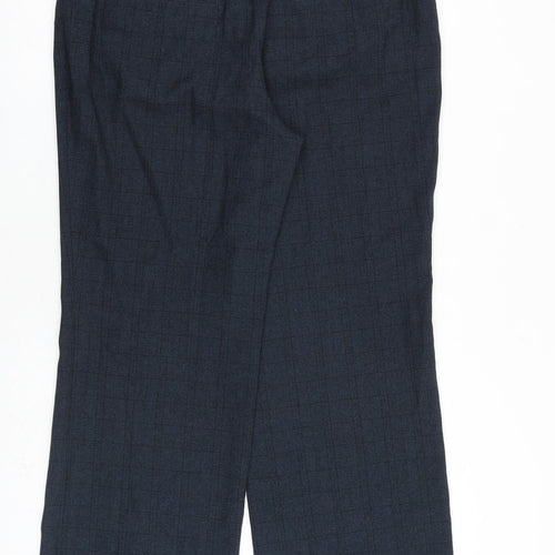 NEXT Womens Blue Plaid Polyester Dress Pants Trousers Size 16 L31 in Regular Zip