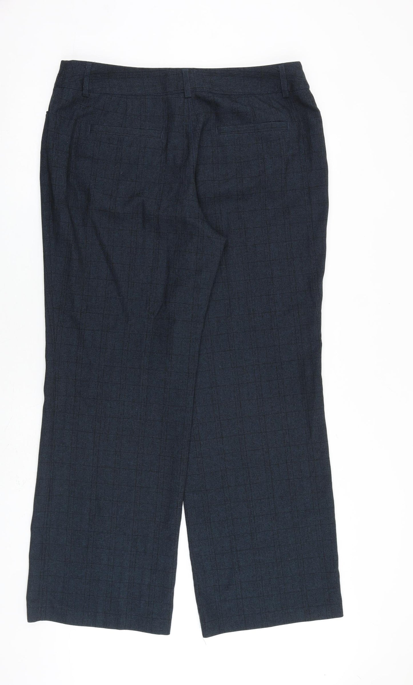 NEXT Womens Blue Plaid Polyester Dress Pants Trousers Size 16 L31 in Regular Zip