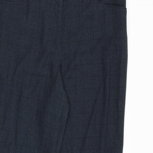 NEXT Womens Blue Plaid Polyester Dress Pants Trousers Size 16 L31 in Regular Zip