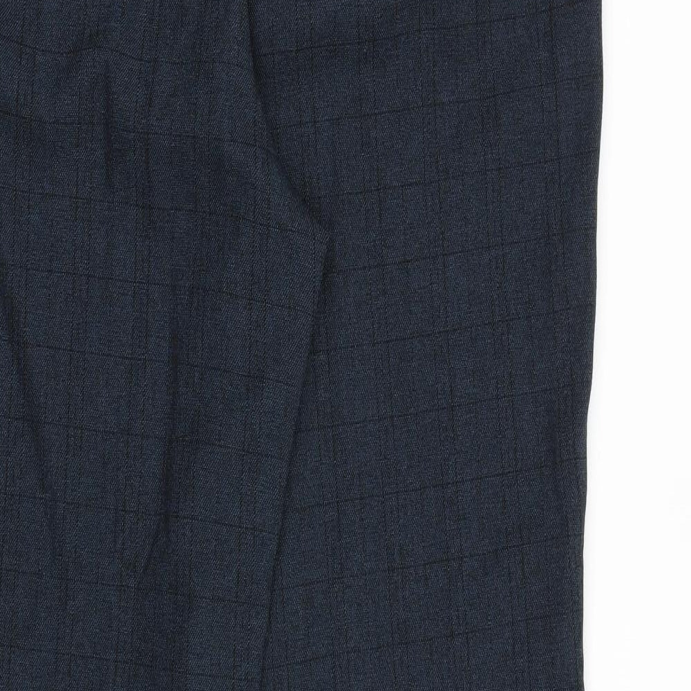 NEXT Womens Blue Plaid Polyester Dress Pants Trousers Size 16 L31 in Regular Zip