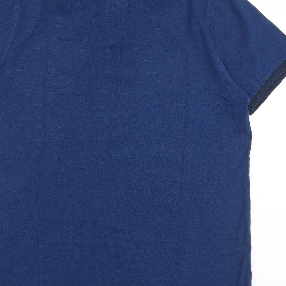 Livergy Mens Blue 100% Cotton Polo Size L Collared Button