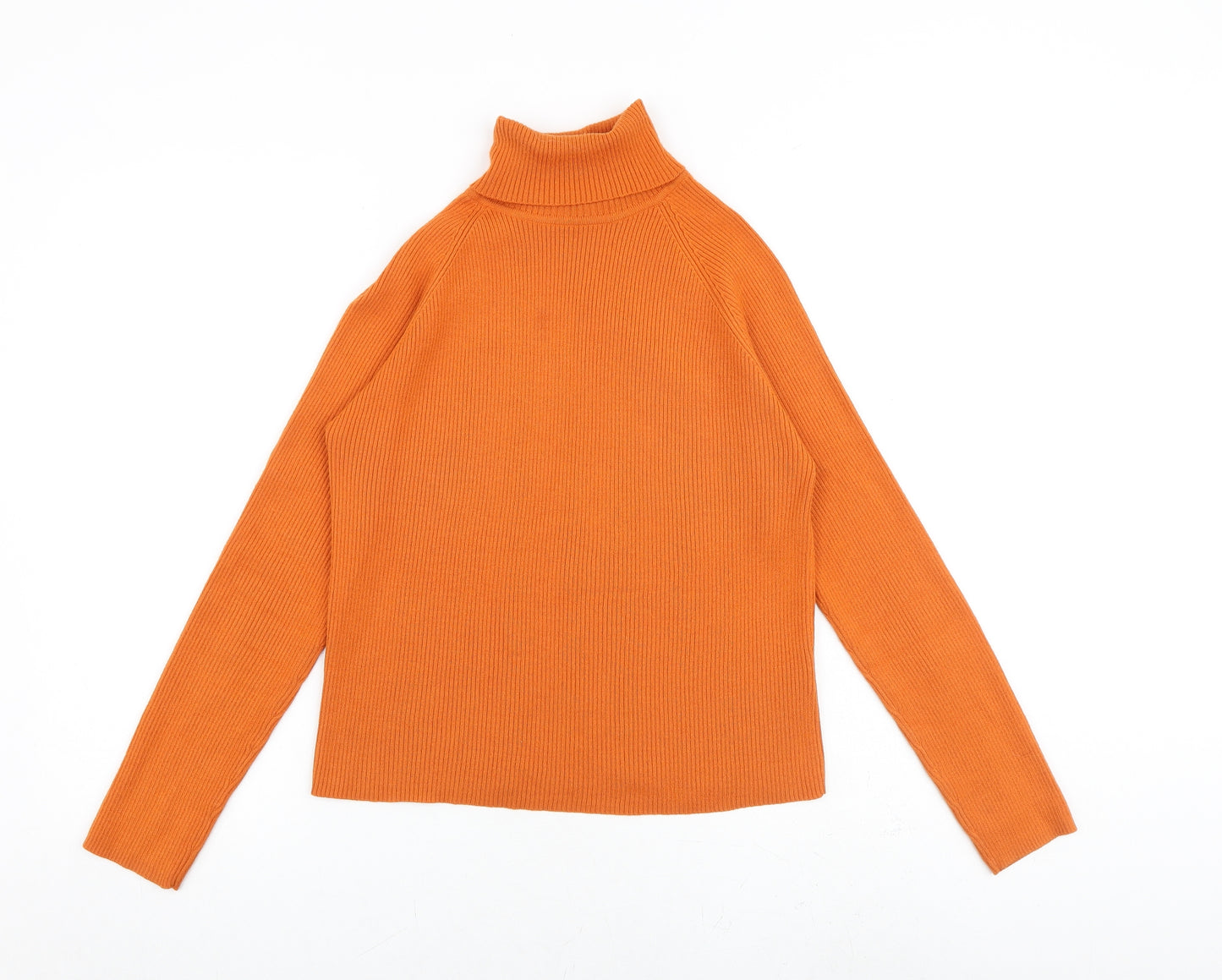 Marks and Spencer Womens Orange Roll Neck Acrylic Pullover Jumper Size 14