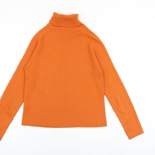Marks and Spencer Womens Orange Roll Neck Acrylic Pullover Jumper Size 14