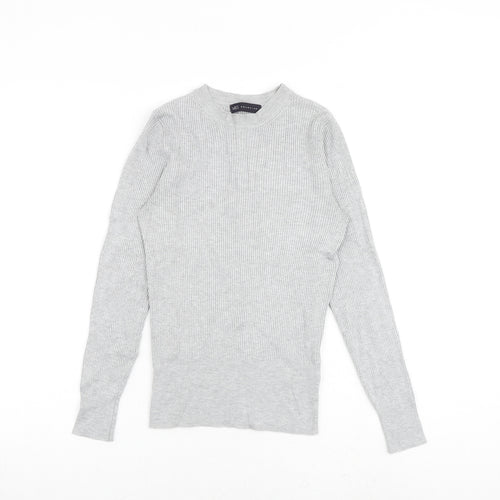 Marks and Spencer Womens Grey Round Neck Viscose Pullover Jumper Size 10