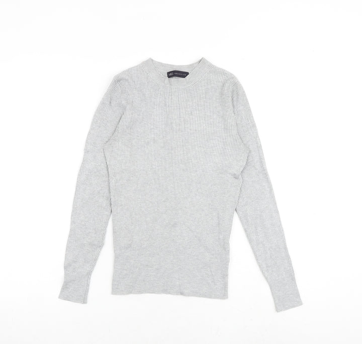 Marks and Spencer Womens Grey Round Neck Viscose Pullover Jumper Size 10