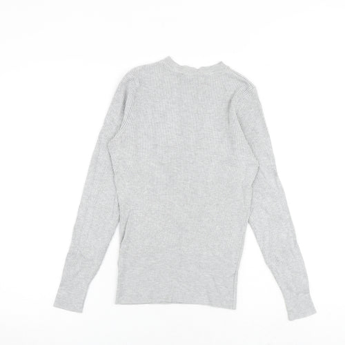 Marks and Spencer Womens Grey Round Neck Viscose Pullover Jumper Size 10