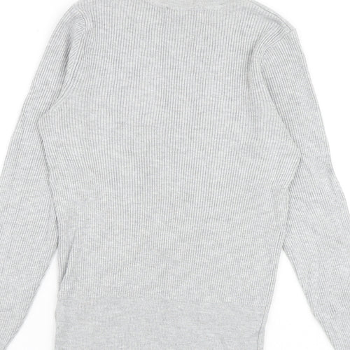 Marks and Spencer Womens Grey Round Neck Viscose Pullover Jumper Size 10
