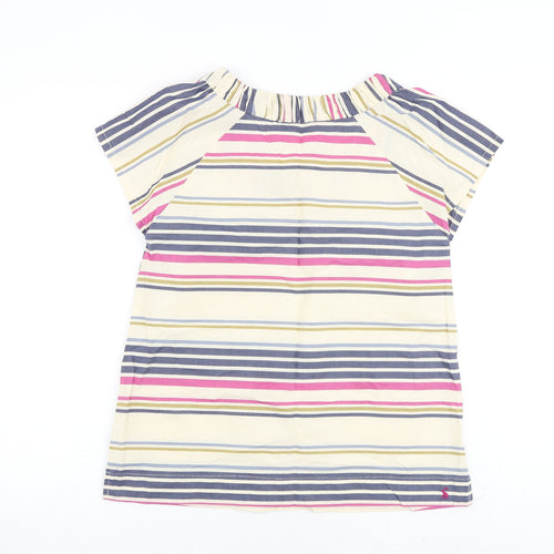 Joules Womens Multicoloured Striped 100% Cotton Basic T-Shirt Size 10 Round Neck