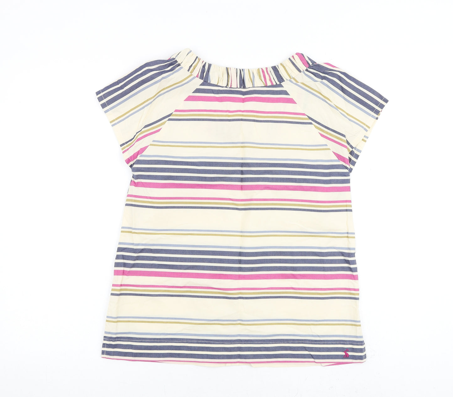 Joules Womens Multicoloured Striped 100% Cotton Basic T-Shirt Size 10 Round Neck