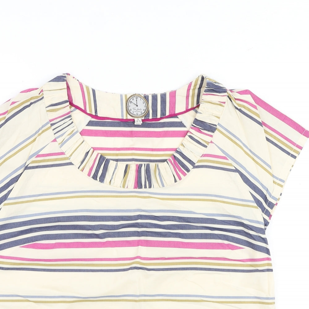 Joules Womens Multicoloured Striped 100% Cotton Basic T-Shirt Size 10 Round Neck
