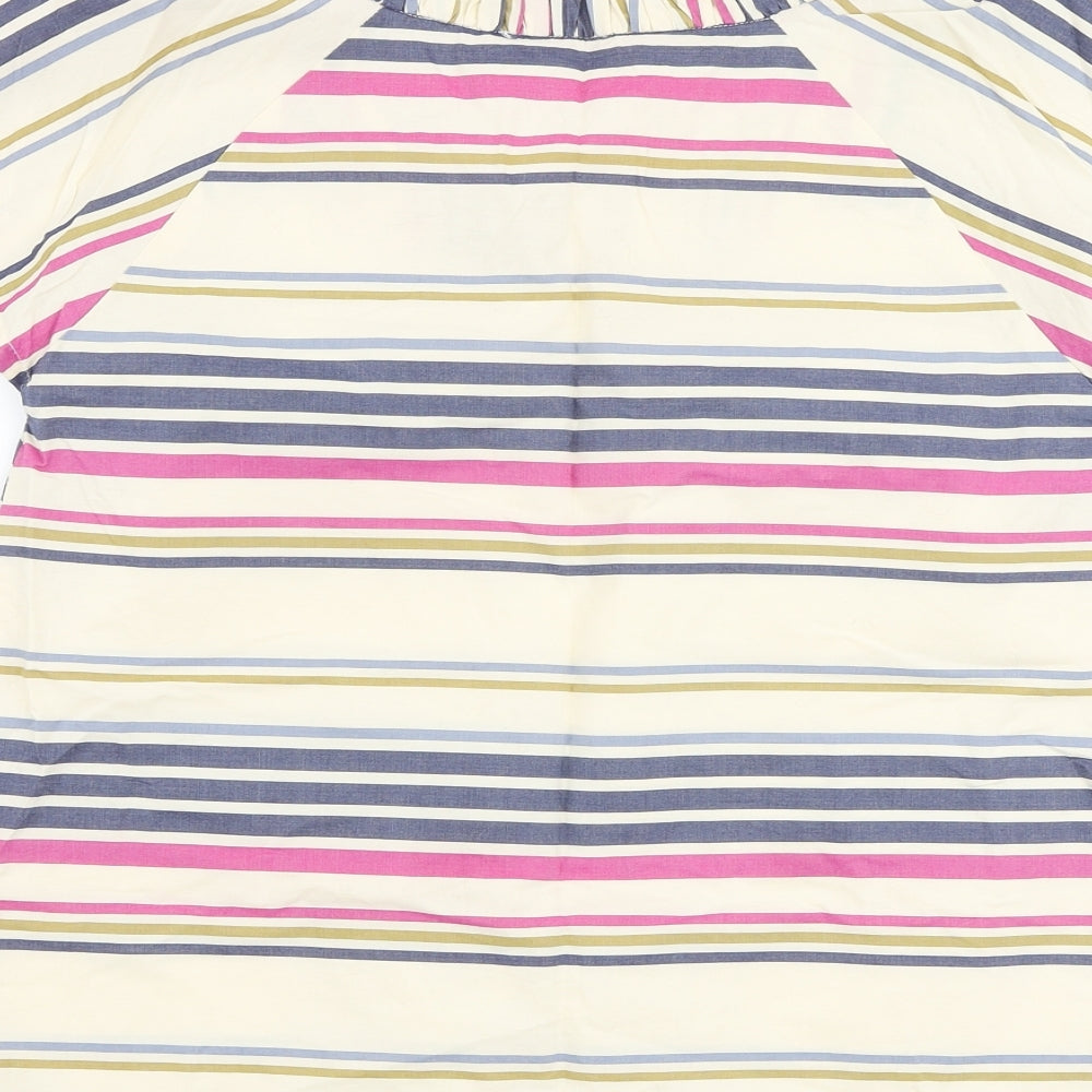 Joules Womens Multicoloured Striped 100% Cotton Basic T-Shirt Size 10 Round Neck