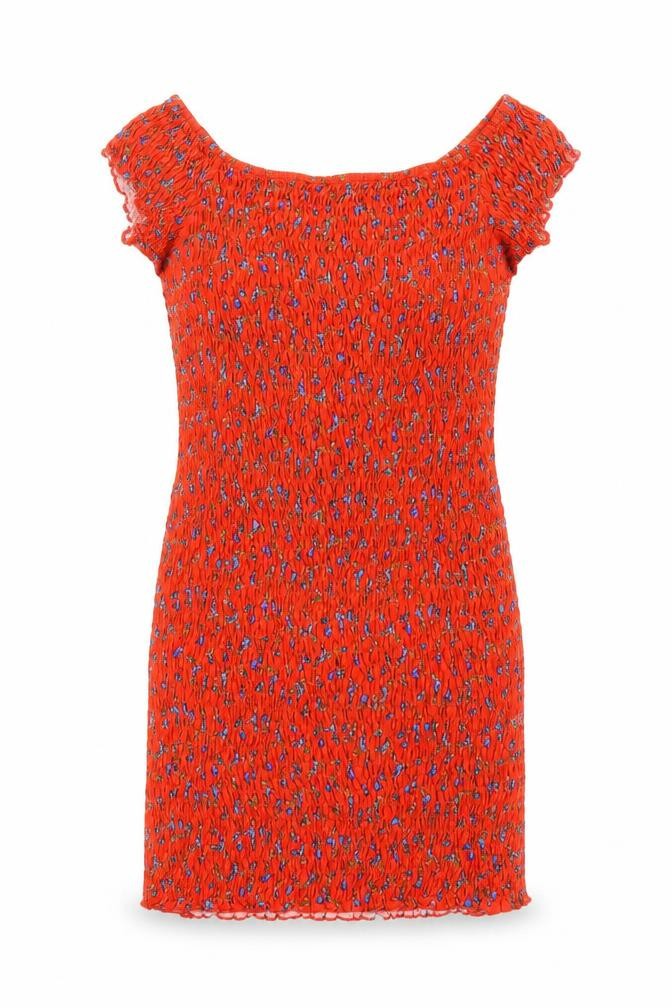 Topshop Womens Red Floral 100% Cotton A-Line Size 12 Boat Neck Pullover
