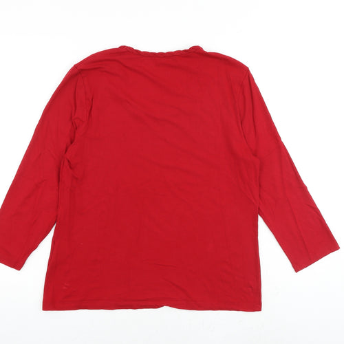 Viyella Womens Red Viscose Basic T-Shirt Size M Scoop Neck