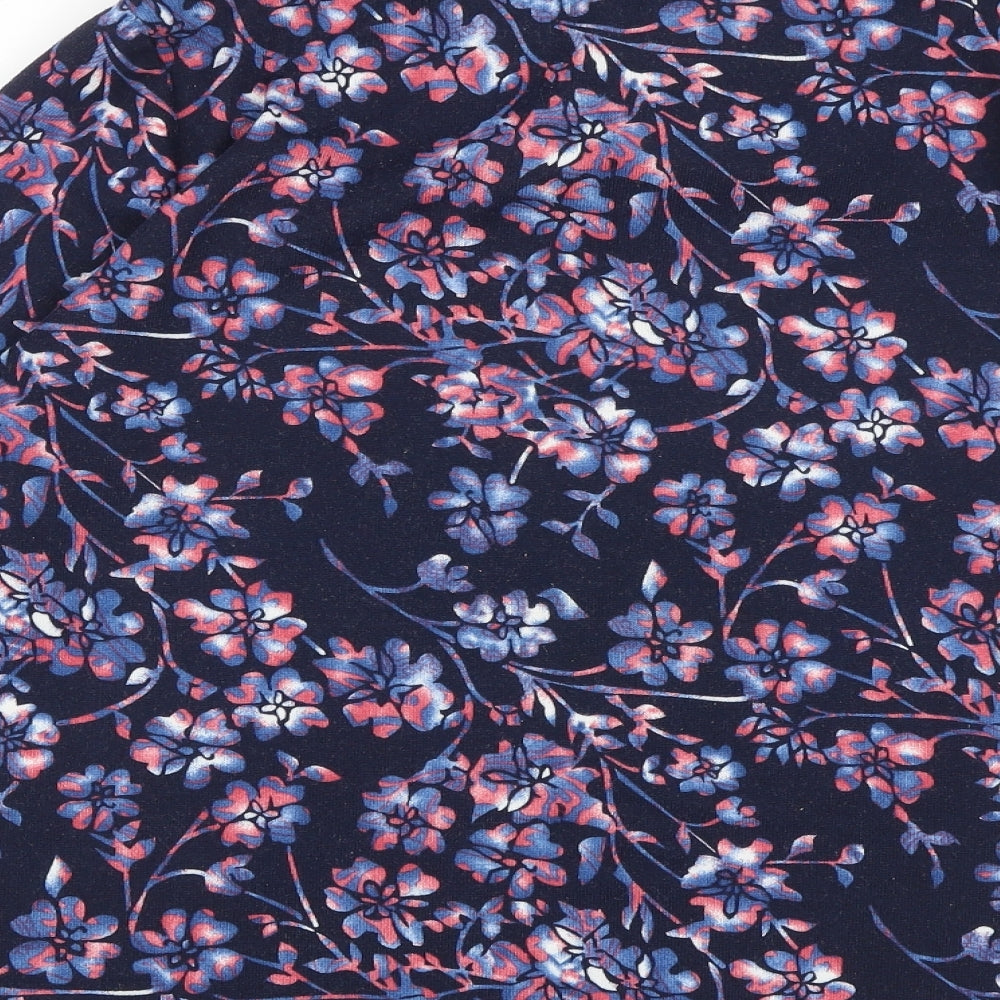 EWM Womens Blue Floral Polyester Basic Blouse Size 18 Collared