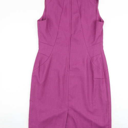 NEXT Womens Pink Polyester Shift Size 14 V-Neck Zip