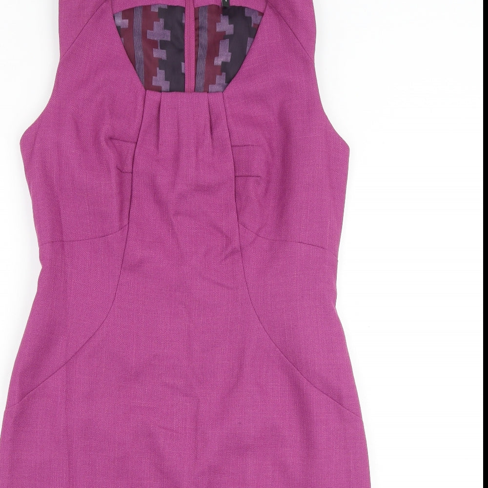 NEXT Womens Pink Polyester Shift Size 14 V-Neck Zip