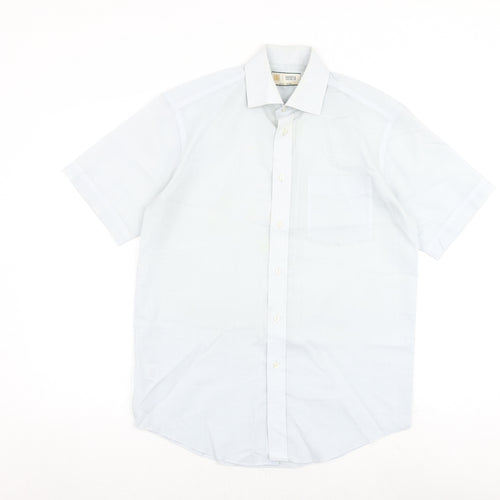 Marks and Spencer Mens Blue 100% Cotton Dress Shirt Size 14.5 Collared Button