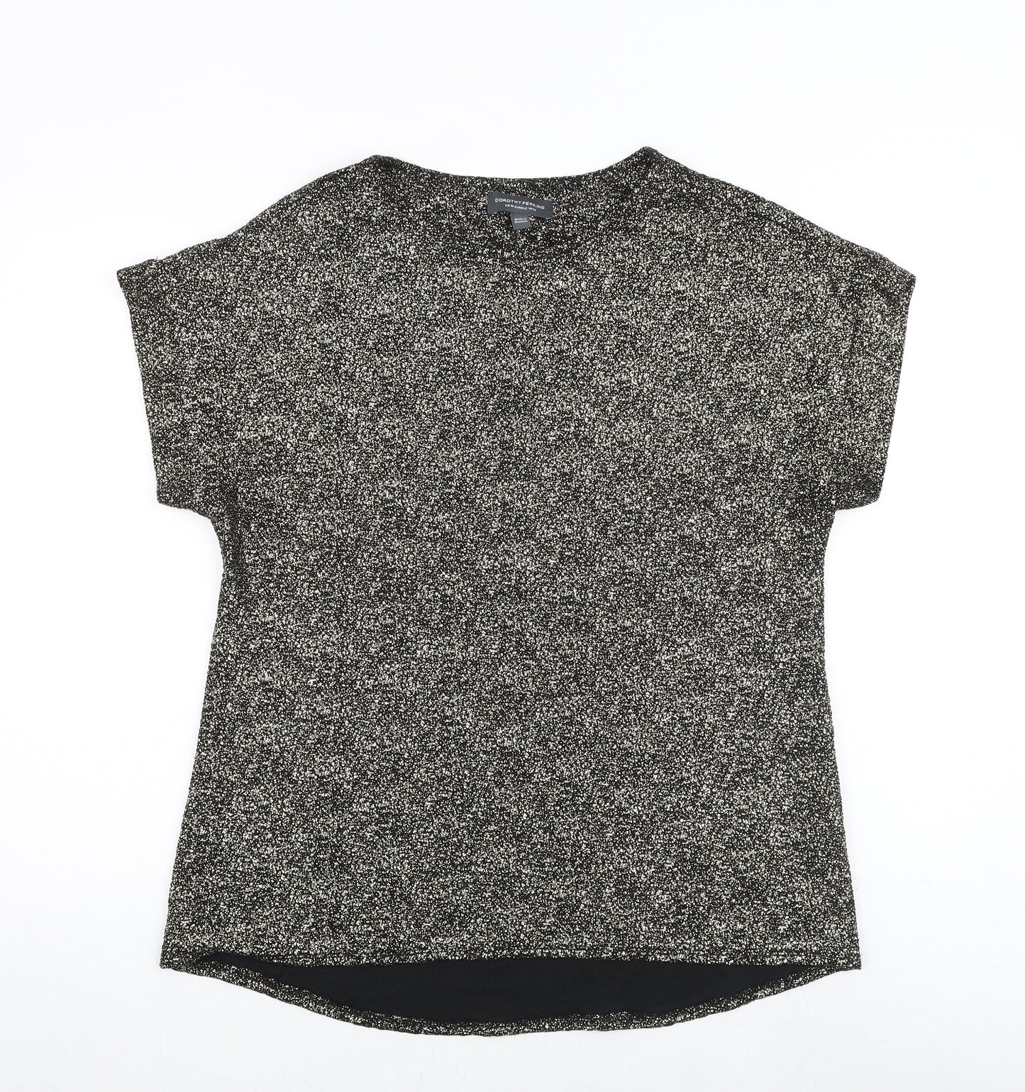 Dorothy Perkins Womens Gold Polyester Basic T-Shirt Size 14 Round Neck