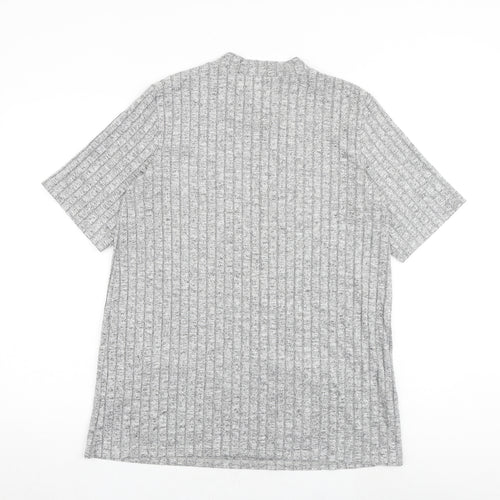 Dorothy Perkins Womens Grey Viscose Basic T-Shirt Size 14 Round Neck