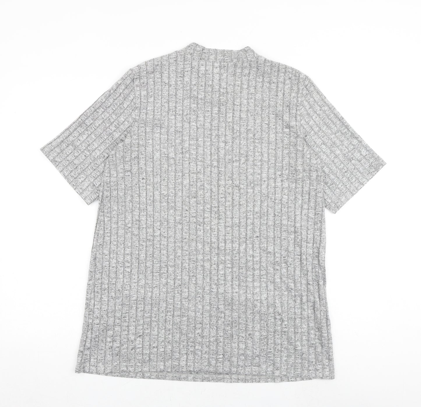 Dorothy Perkins Womens Grey Viscose Basic T-Shirt Size 14 Round Neck