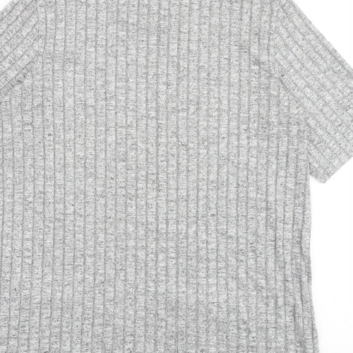 Dorothy Perkins Womens Grey Viscose Basic T-Shirt Size 14 Round Neck