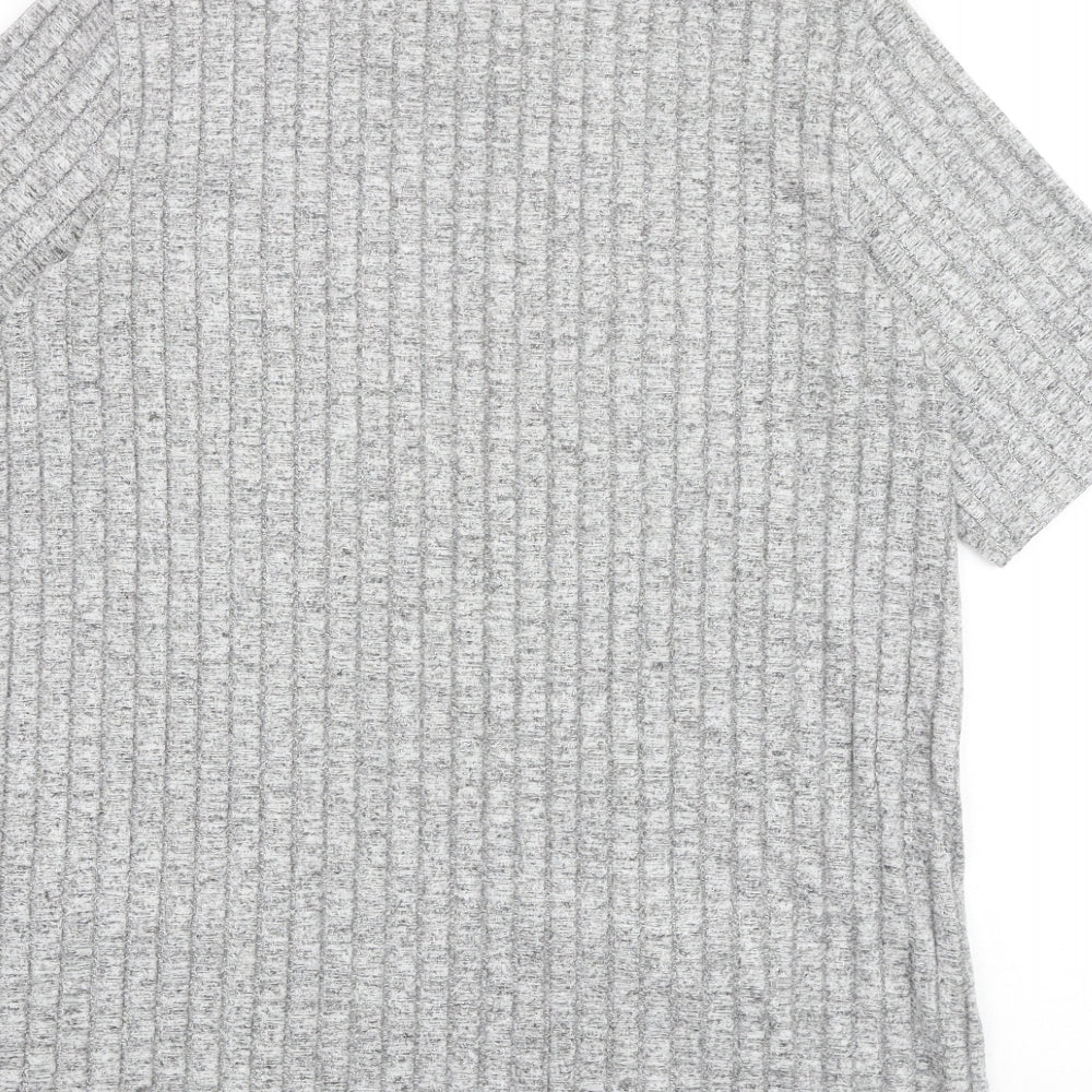 Dorothy Perkins Womens Grey Viscose Basic T-Shirt Size 14 Round Neck
