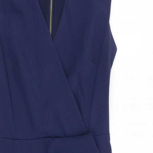 NEXT Womens Blue Polyester Shift Size 10 V-Neck Zip