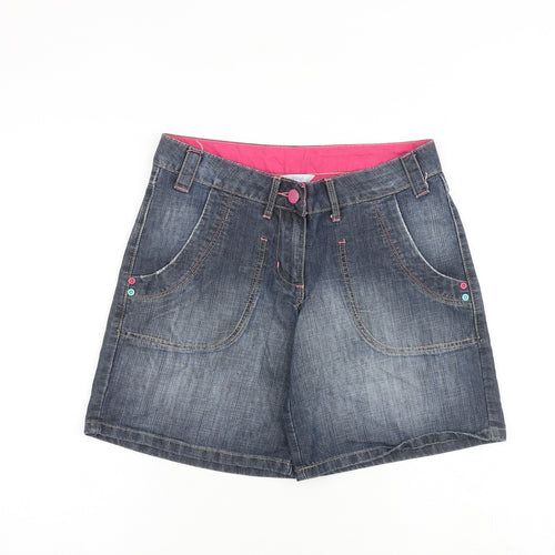 Papaya Womens Blue Cotton Mom Shorts Size 8 L8 in Regular Zip