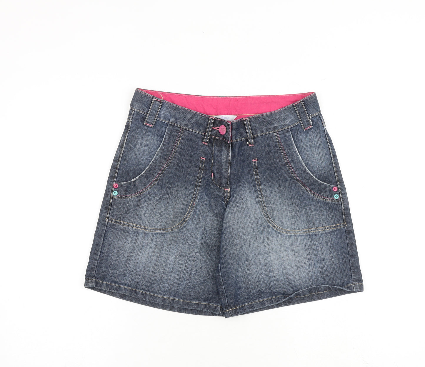 Papaya Womens Blue Cotton Mom Shorts Size 8 L8 in Regular Zip