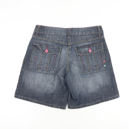 Papaya Womens Blue Cotton Mom Shorts Size 8 L8 in Regular Zip