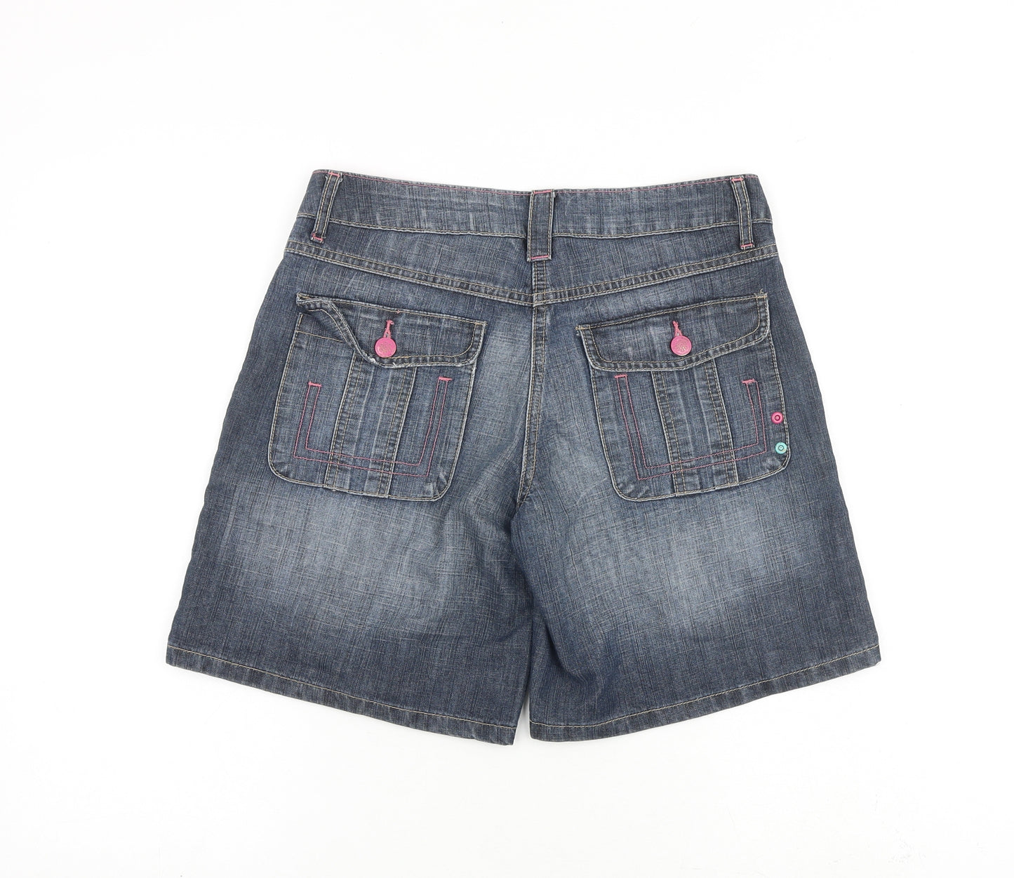 Papaya Womens Blue Cotton Mom Shorts Size 8 L8 in Regular Zip