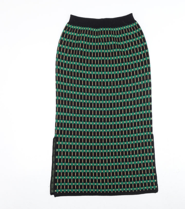 Minoj Womens Black Geometric Polyester A-Line Skirt Size 23 in