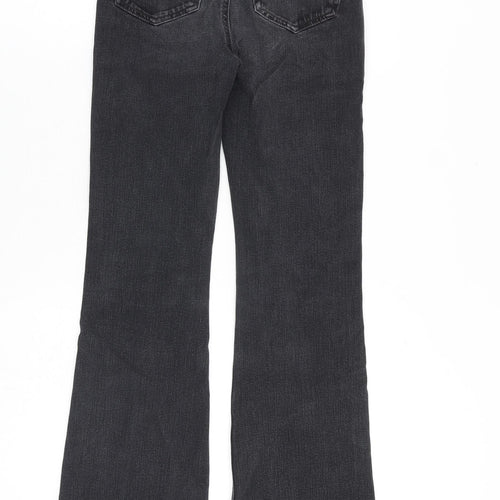 Marks and Spencer Womens Grey Cotton Flared Jeans Size 6 L29 in Regular Zip