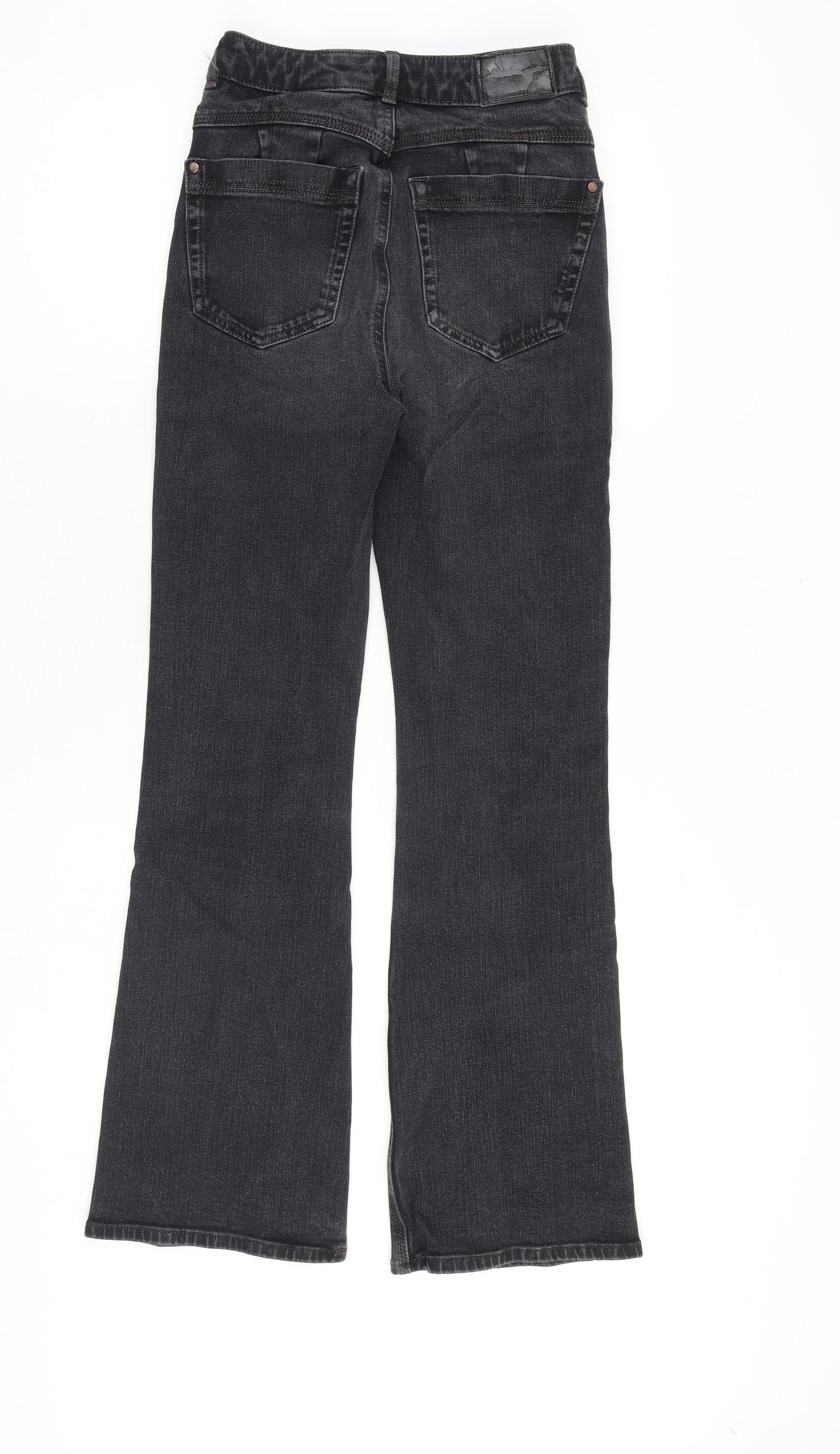 Marks and Spencer Womens Grey Cotton Flared Jeans Size 6 L29 in Regular Zip