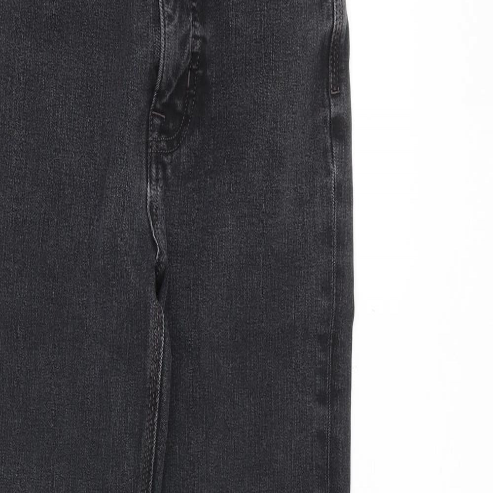 Marks and Spencer Womens Grey Cotton Flared Jeans Size 6 L29 in Regular Zip