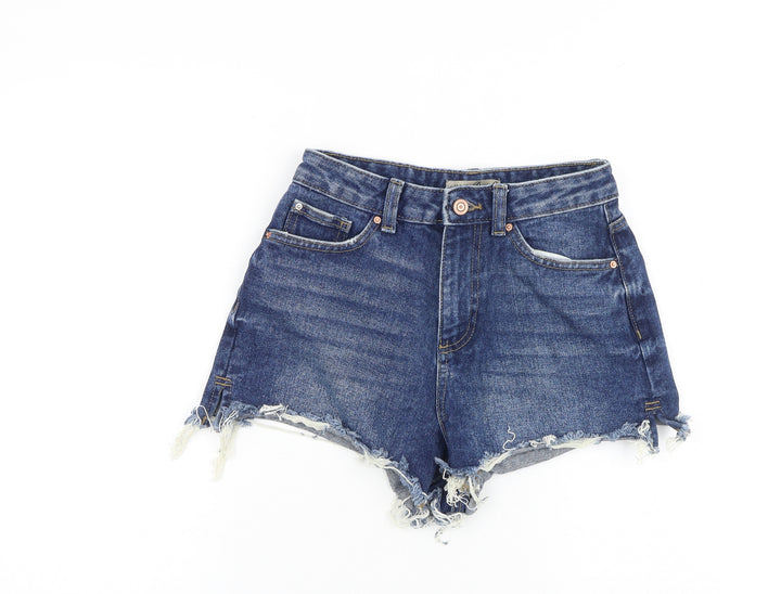 Denim & Co. Womens Blue 100% Cotton Cut-Off Shorts Size 6 Regular Zip