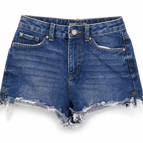 Denim & Co. Womens Blue 100% Cotton Cut-Off Shorts Size 6 Regular Zip