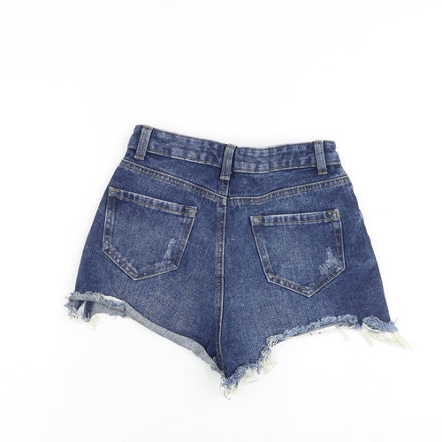 Denim & Co. Womens Blue 100% Cotton Cut-Off Shorts Size 6 Regular Zip