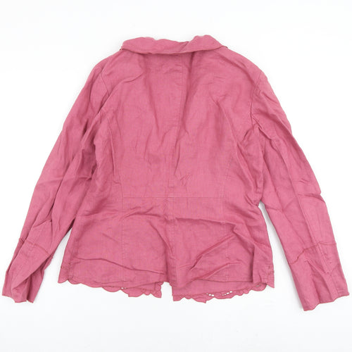 Per Una Womens Pink Jacket Blazer Size 12 Button - Floral Cut Outs